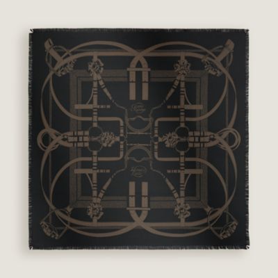 Grand Manege fringed scarf 80 - Beige | Hermès Hong Kong SAR